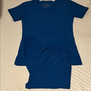 Women's Blue Pants & Top Scrub Set